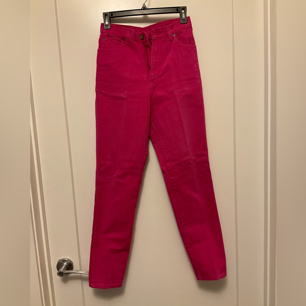 Womens Vintage Jordache High Waisted Jeans Sz 5/6 Skinny Western Pink Pants Tall